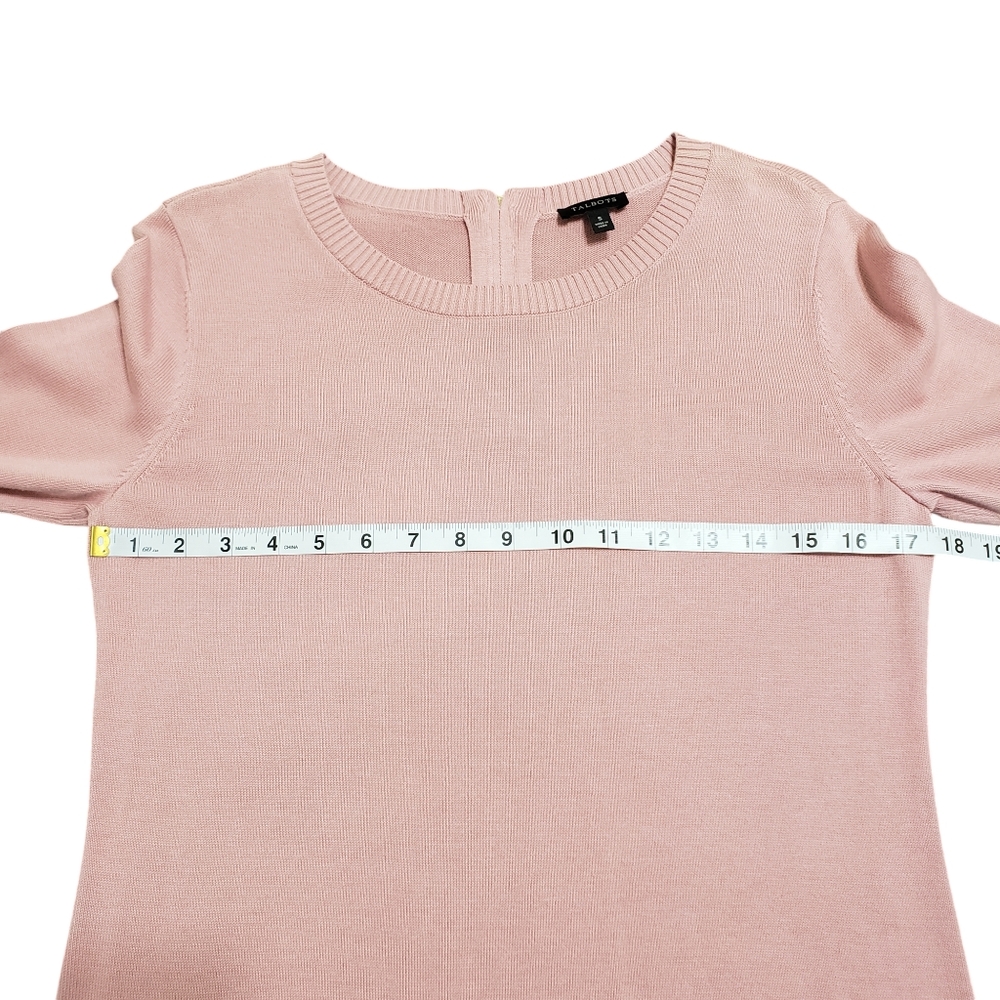 Talbots 3/4 Sleeve Front Pocket Zipper Back Sweater Pink Sz Small - Picture 8 of 13